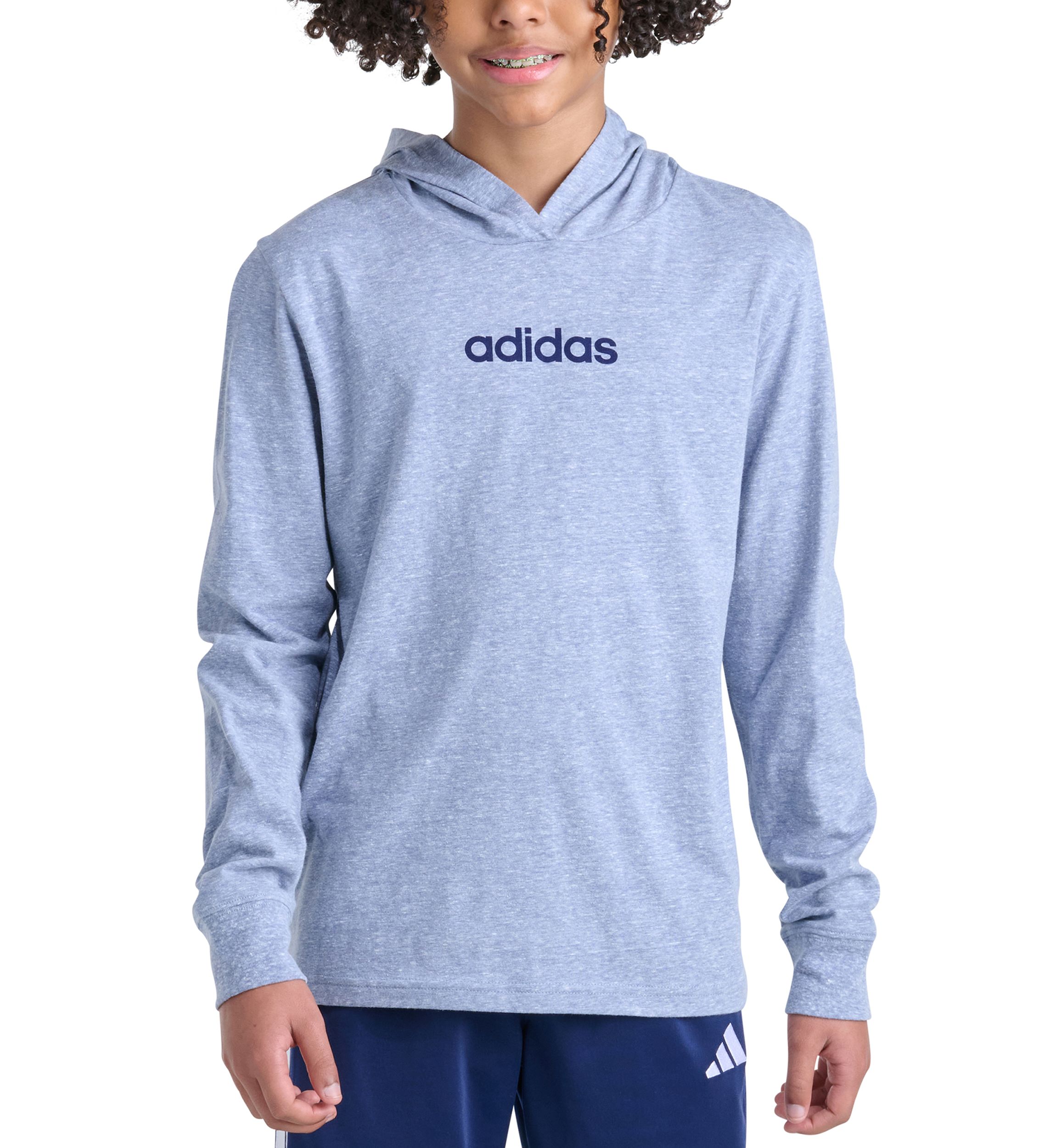 【中古】 Boys　be…last　season adidas Boys 8-20 Long Sleeve Hooded Snow Heather T-Shirt | Belk