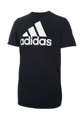 adidas Boys 8-20 Short Sleeve Essential Poly Solid T-Shirt, Black, XL