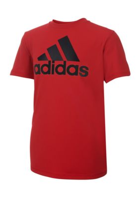 adidas Boys 8-20 Short Sleeve Essential Poly Solid T-Shirt, Red, XL