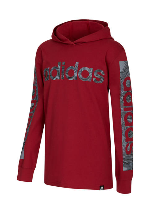 adidas Boys 8-20 Linear Camo Graphic Hooded T-Shirt
