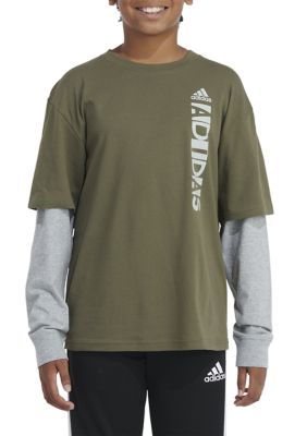 Boys 8-20 Long Sleeve Checks Layered Graphic T-Shirt Set