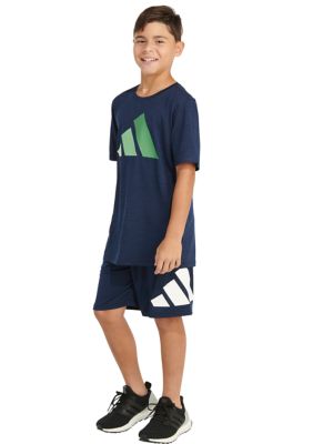 Boys 8-20 AEROREADY® Short Sleeve Polyester Mélange Logo T-Shirt