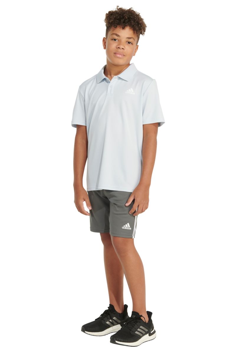 Boys 8-20 Short Sleeve 3-Stripe Polyester Mesh Polo Shirt