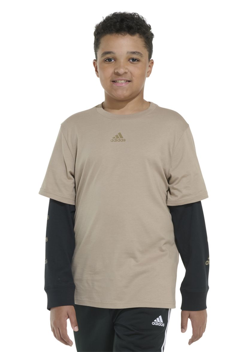 Boys 8-20 Layered Stack Logo T-Shirt - Extended Sizing