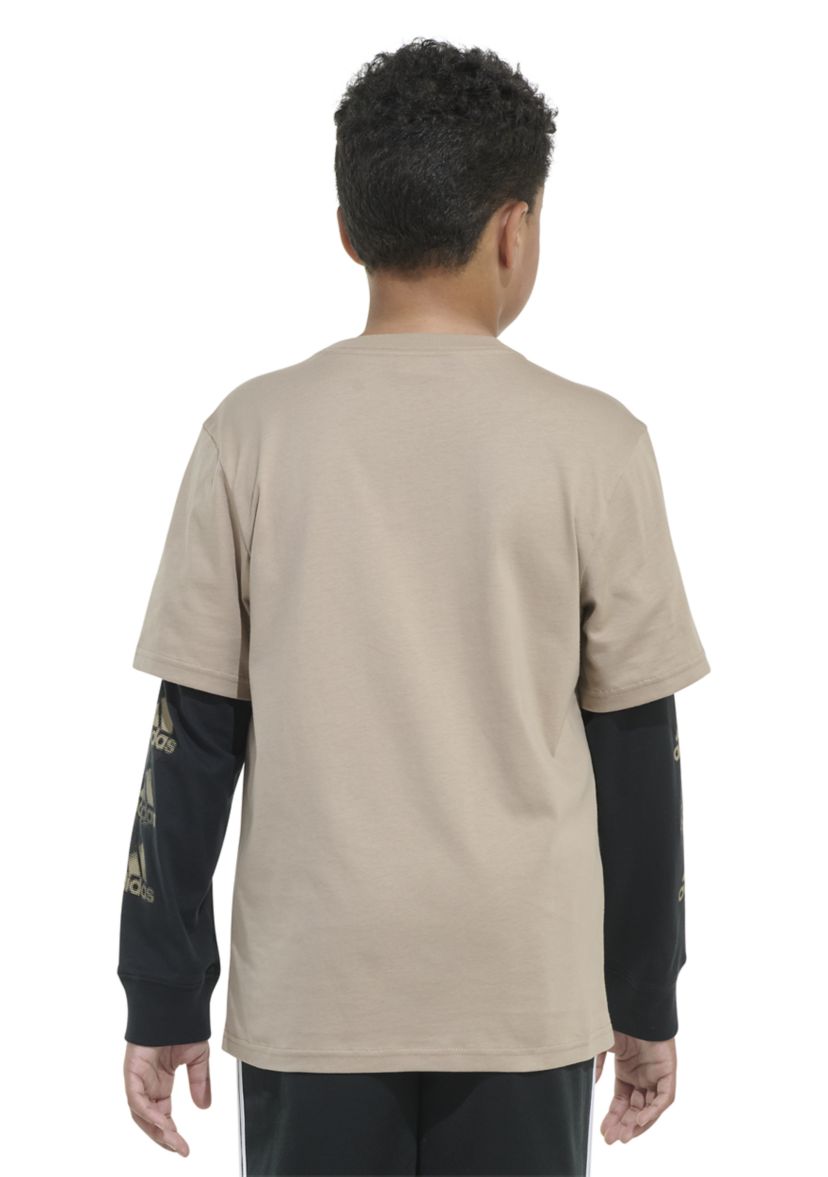 Boys 8-20 Layered Stack Logo T-Shirt - Extended Sizing