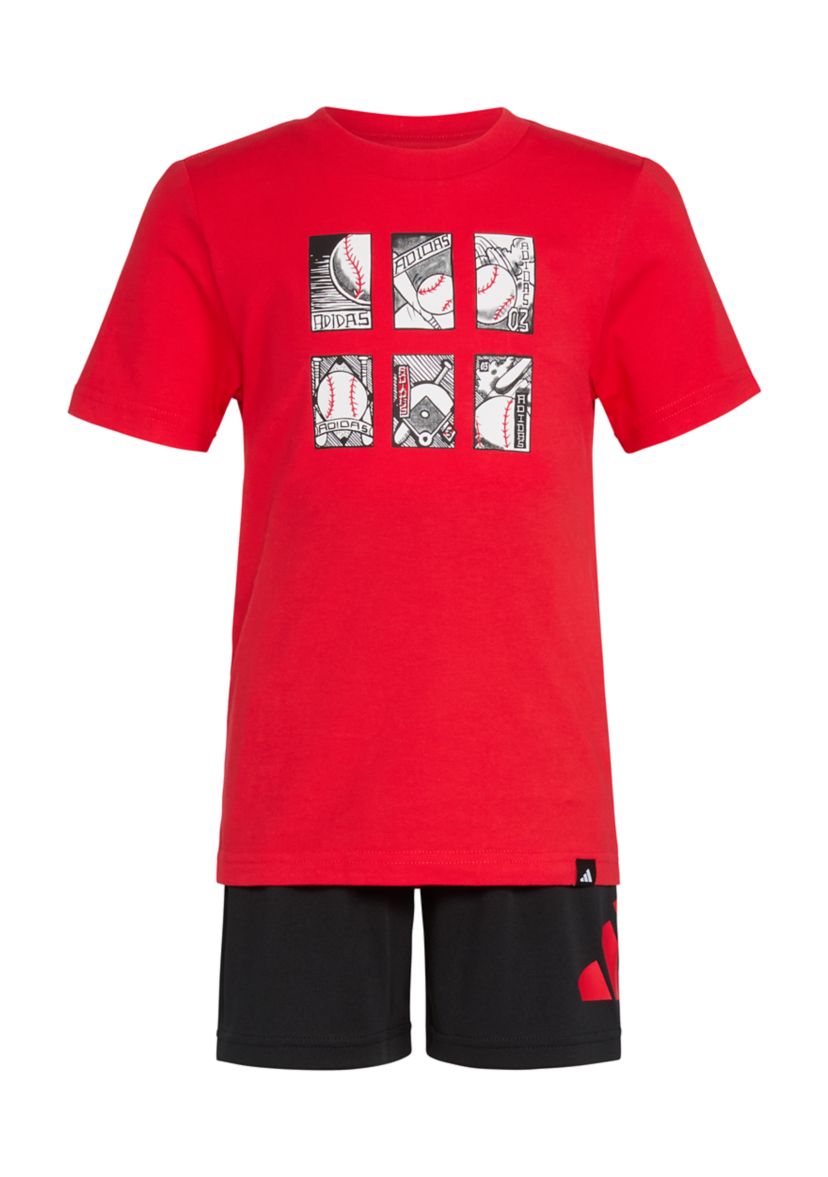 Boys 4-7 2-Piece Short Sleeve Cotton T-Shirt and Logo Shorts Set