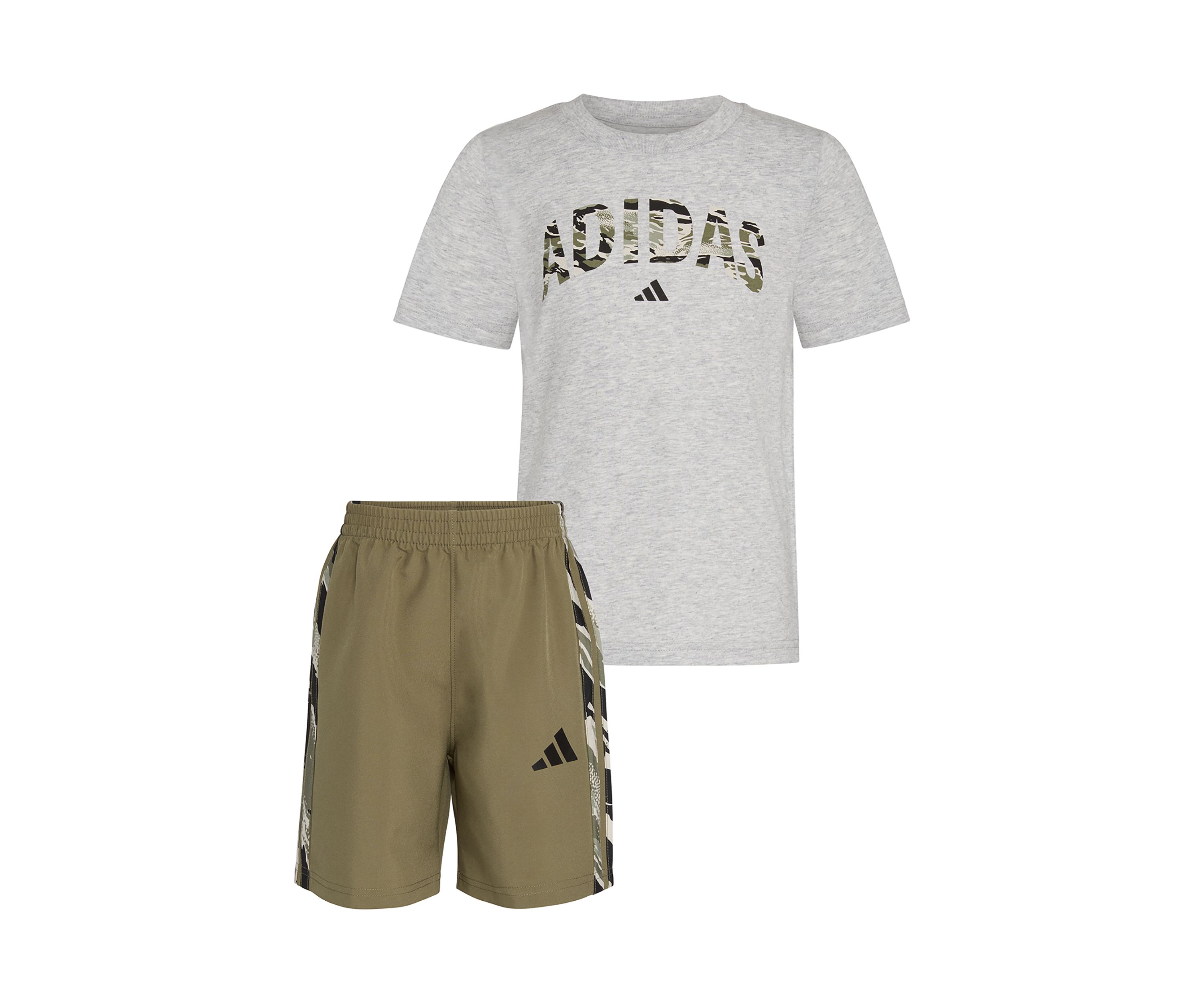 Boys 4-7 Short Sleeve Heather T-Shirt and Camo Shorts Set