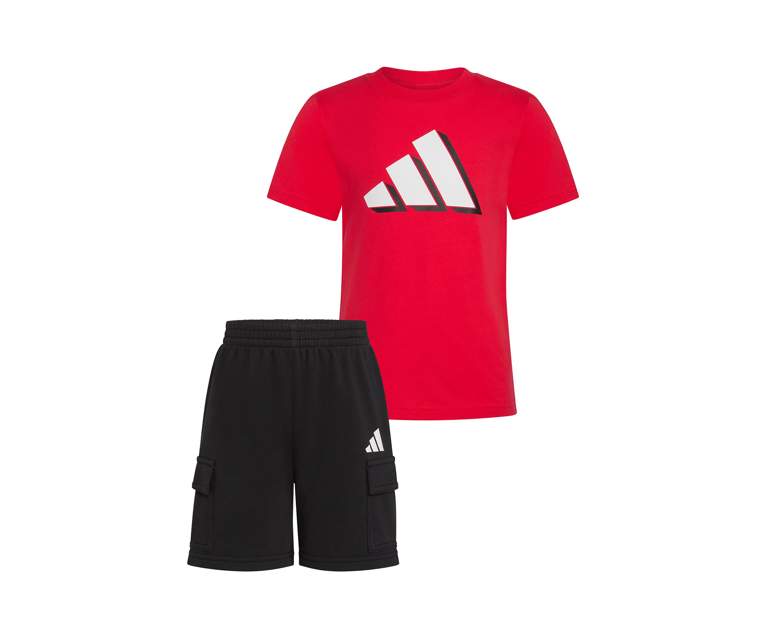 Boys 4-7 Two Piece Short Sleeve Cotton T-Shirt & Cargo French Terry Shorts Set