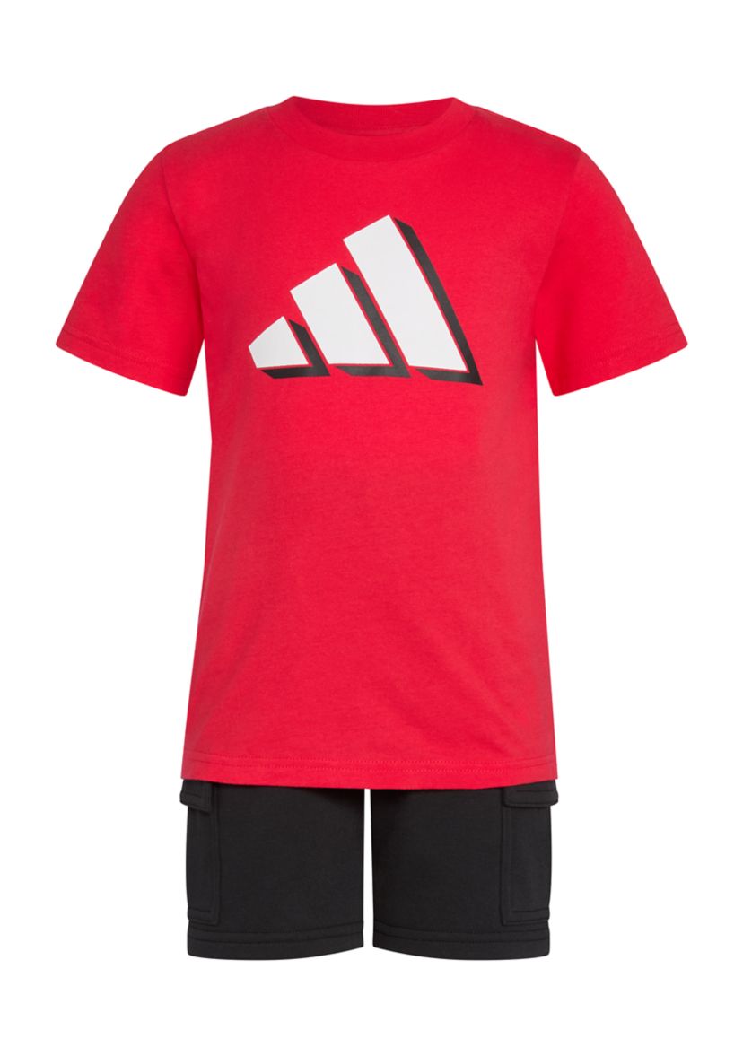 Boys 4-7 Two Piece Short Sleeve Cotton T-Shirt & Cargo French Terry Shorts Set