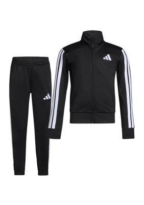 adidas Boys 4-7 2-Piece Long Sleeve Essential 3-Stripe Track Set, Black