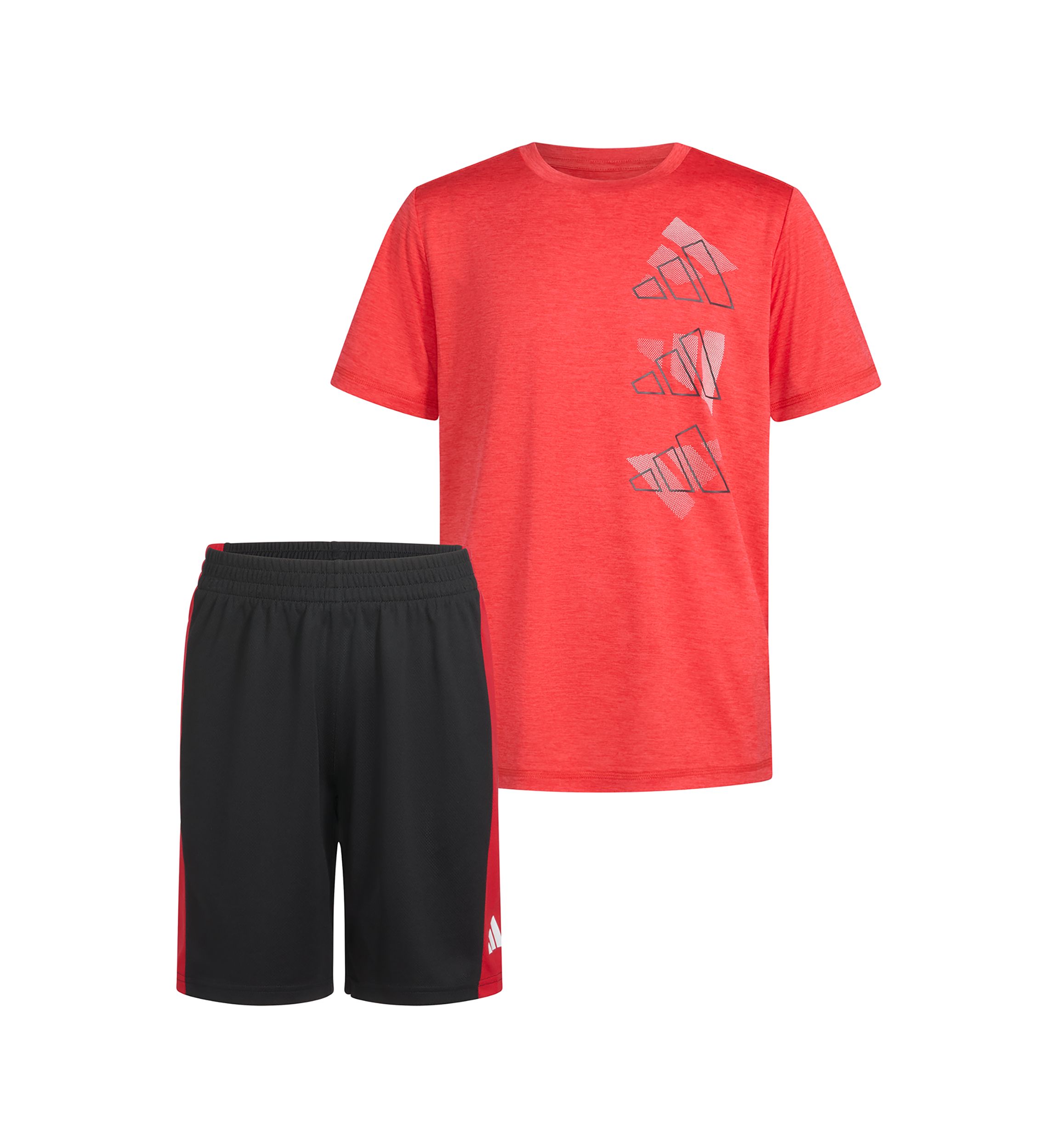 Boys 8-20 Two Piece Polyester Mélange T-Shirt & Shorts Set
