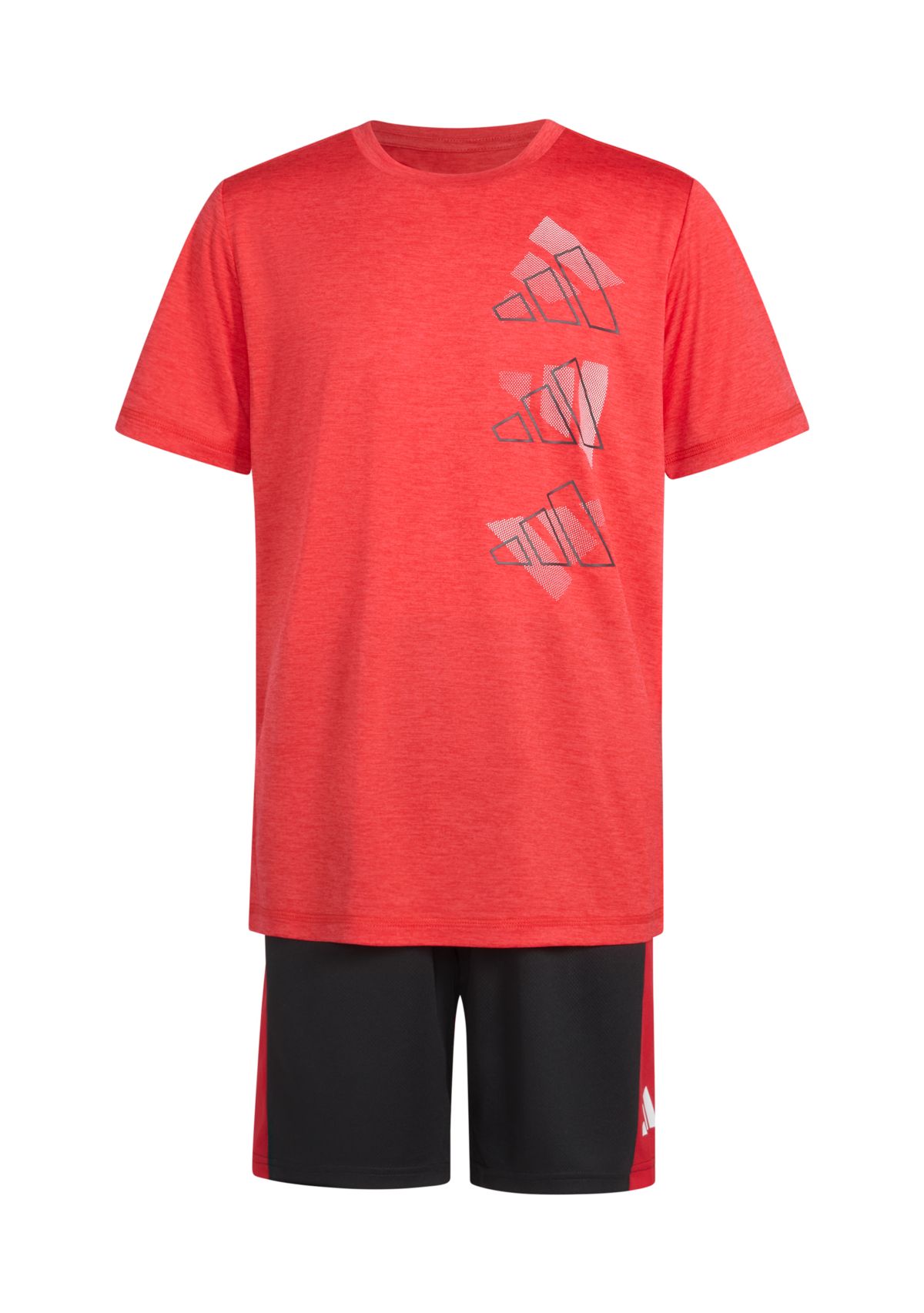Boys 8-20 Two Piece Polyester Mélange T-Shirt & Shorts Set