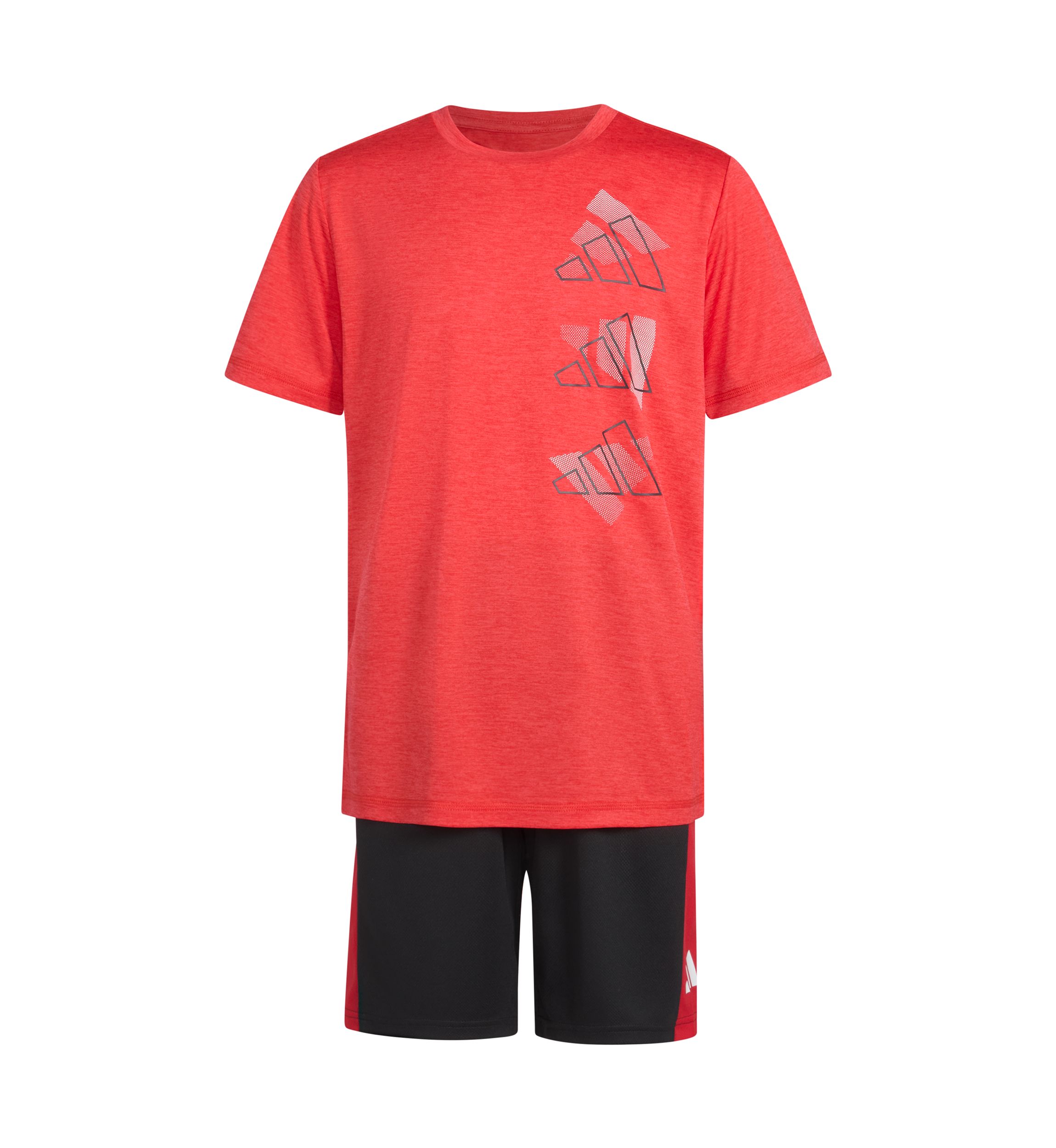 Boys 8-20 Two Piece Polyester Mélange T-Shirt & Shorts Set