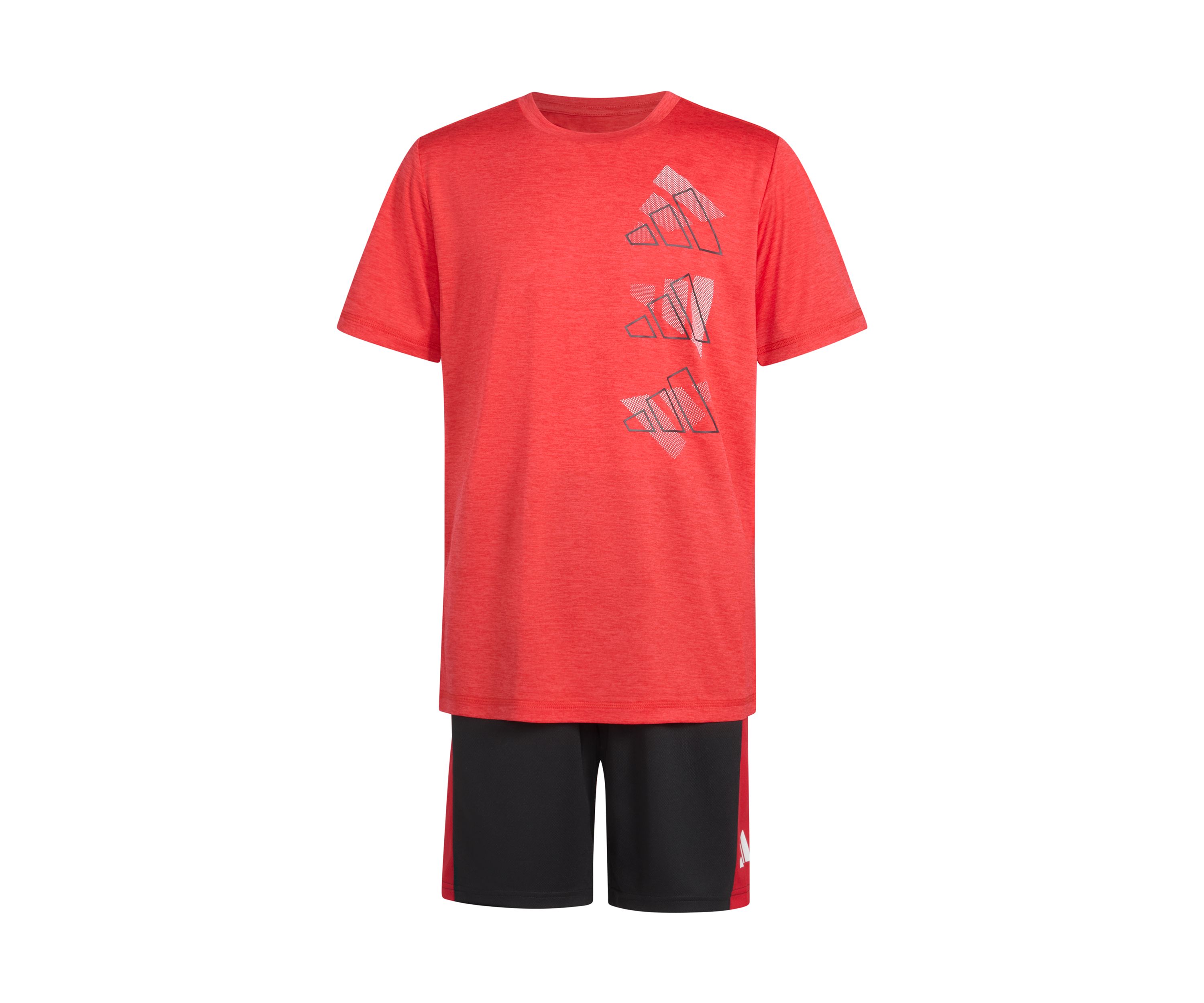 Boys 8-20 Two Piece Polyester Mélange T-Shirt & Shorts Set