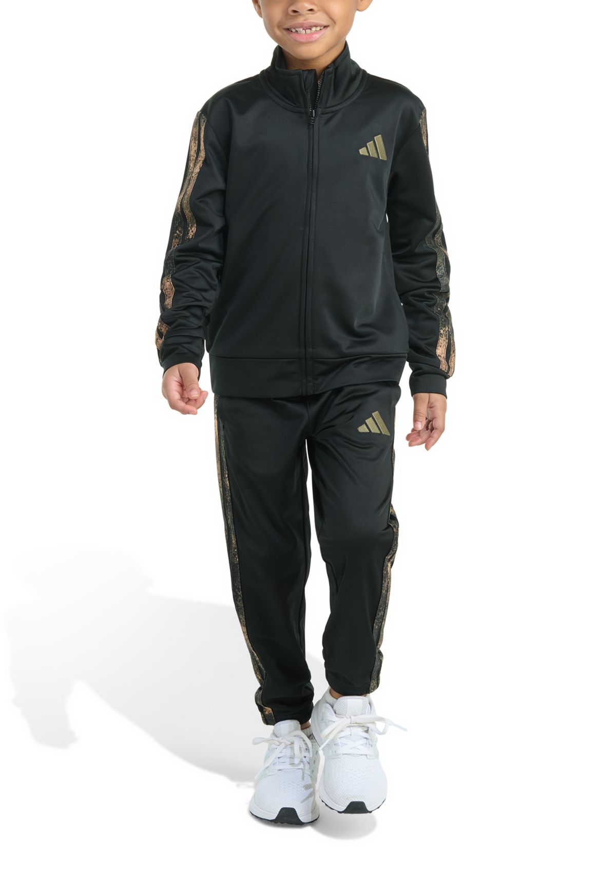 Boys 4-7 2 Piece Camo 3 Stripe Jacket and Jogger Set