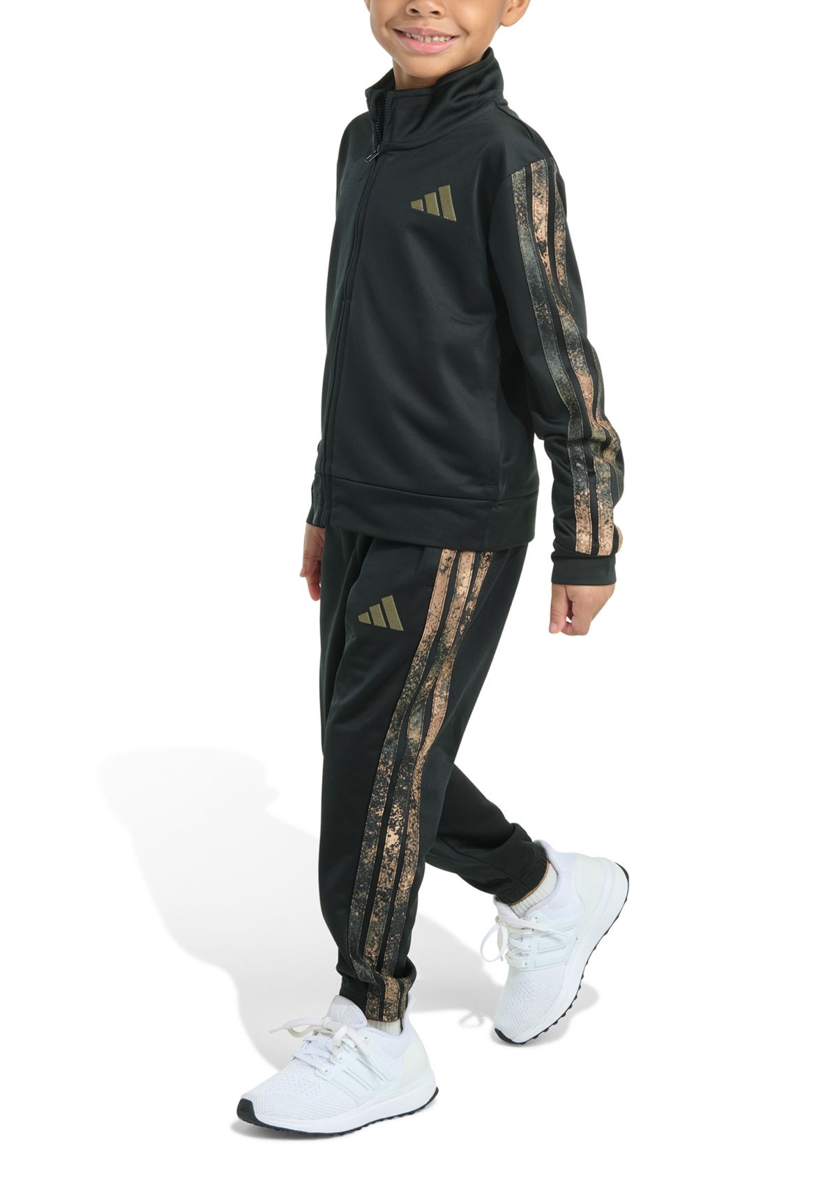 Boys 4-7 2 Piece Camo 3 Stripe Jacket and Jogger Set