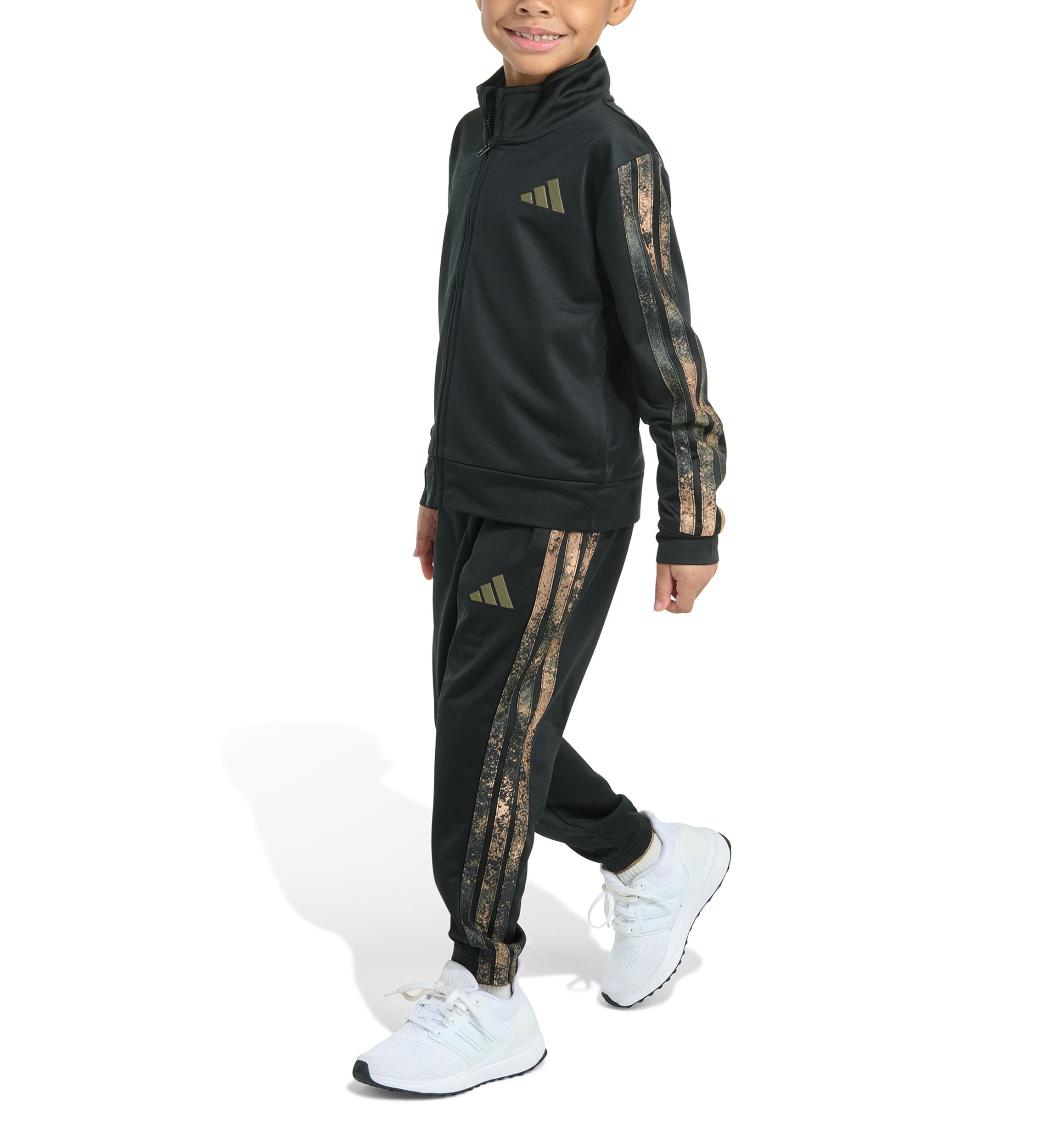 Boys 4-7 2 Piece Camo 3 Stripe Jacket and Jogger Set