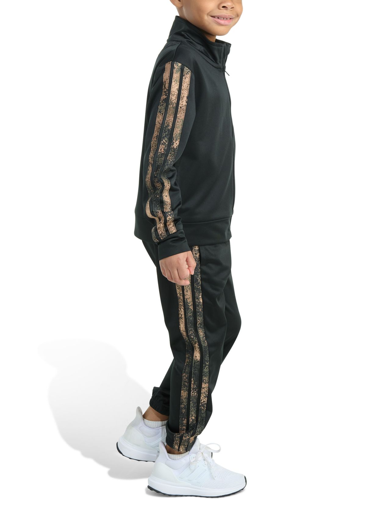 Boys 4-7 2 Piece Camo 3 Stripe Jacket and Jogger Set