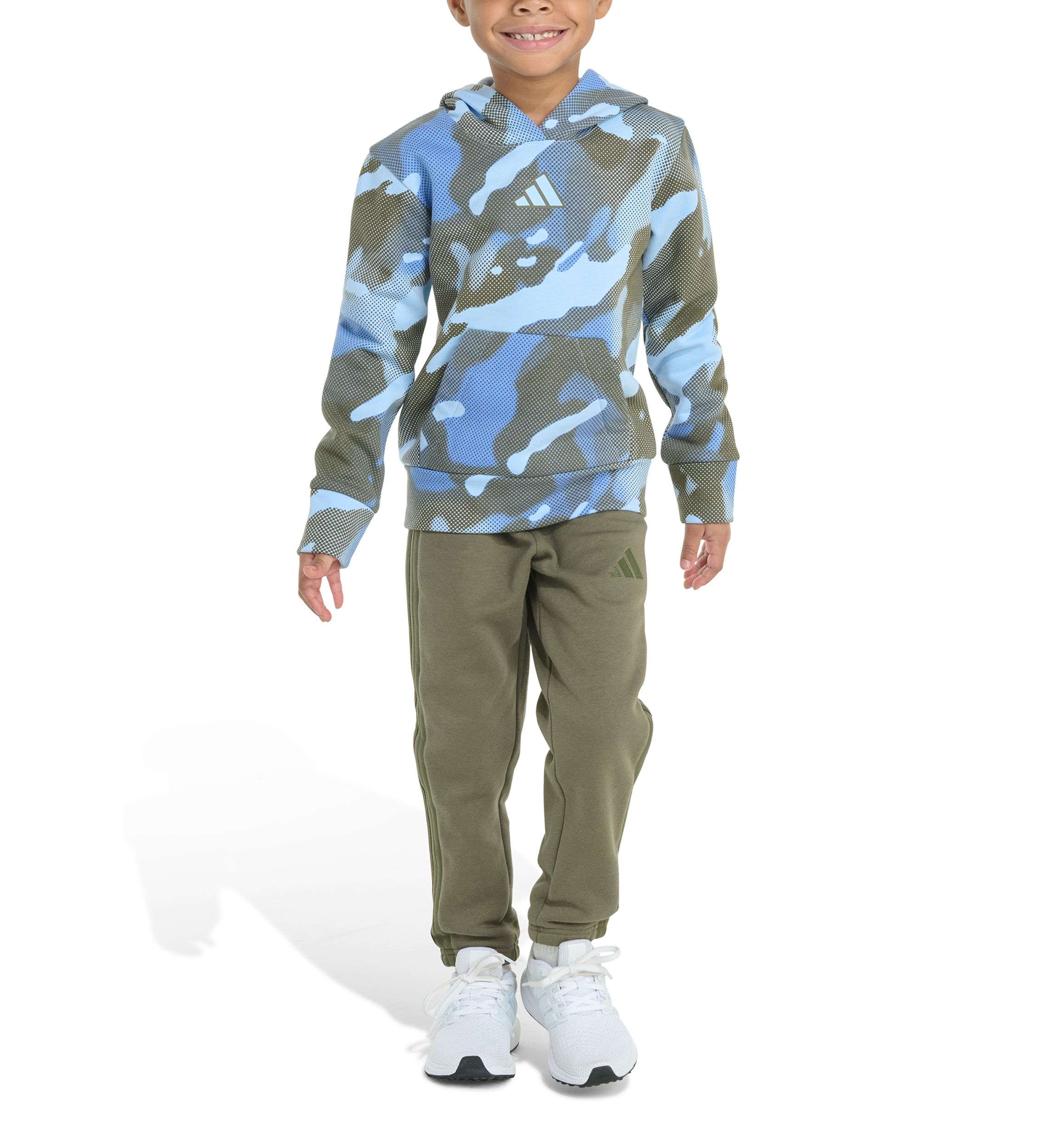 Boys 4-7 2 Piece Long Sleeve Halftone Camo Fleece Pullover Hoodie and Jogger Pants Set