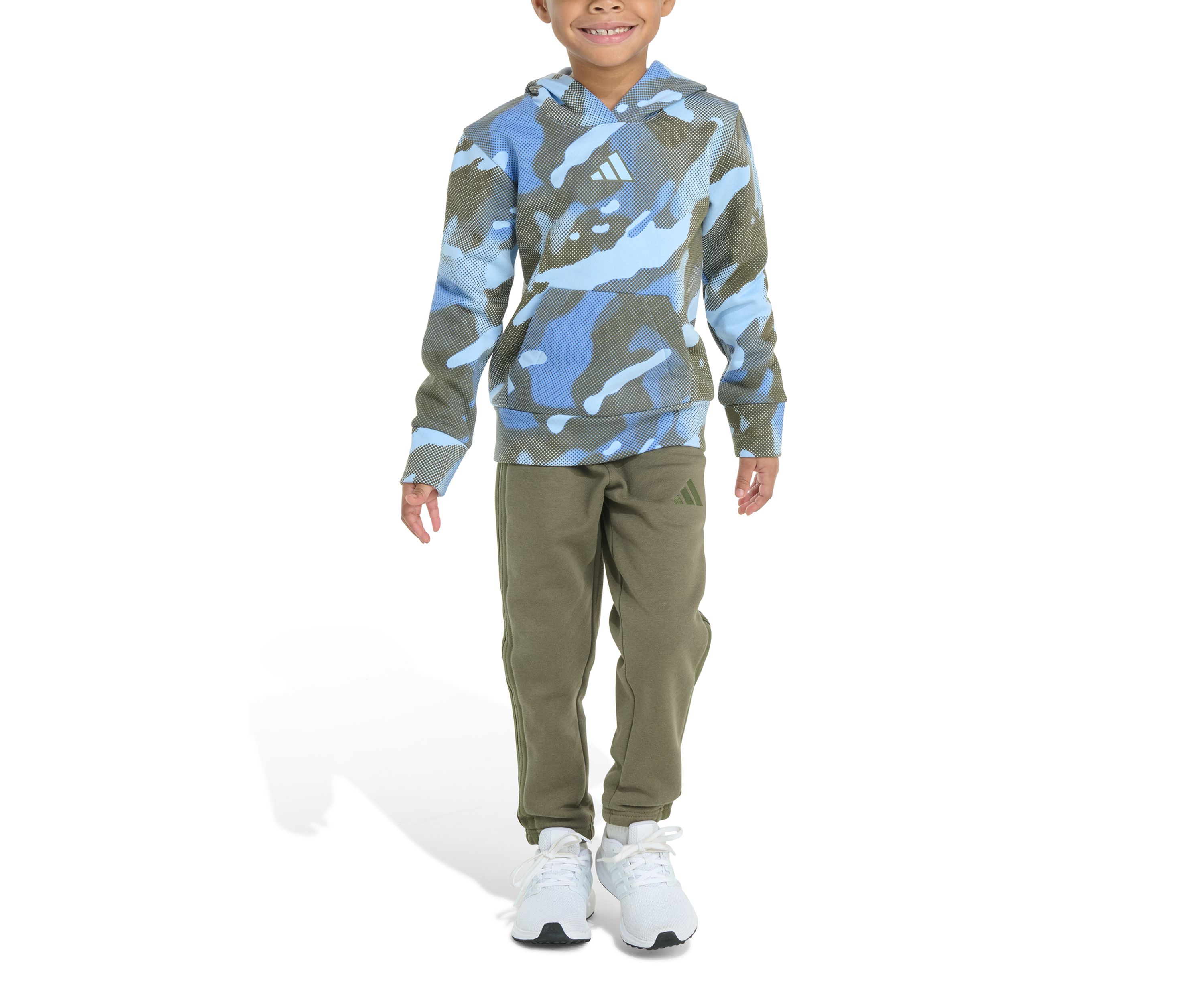 Boys 4-7 2 Piece Long Sleeve Halftone Camo Fleece Pullover Hoodie and Jogger Pants Set
