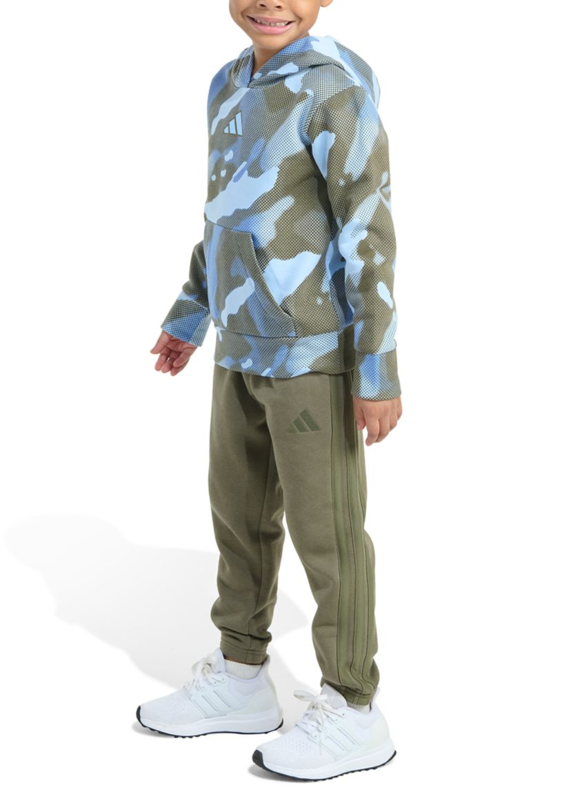Boys 4-7 2 Piece Long Sleeve Halftone Camo Fleece Pullover Hoodie and Jogger Pants Set