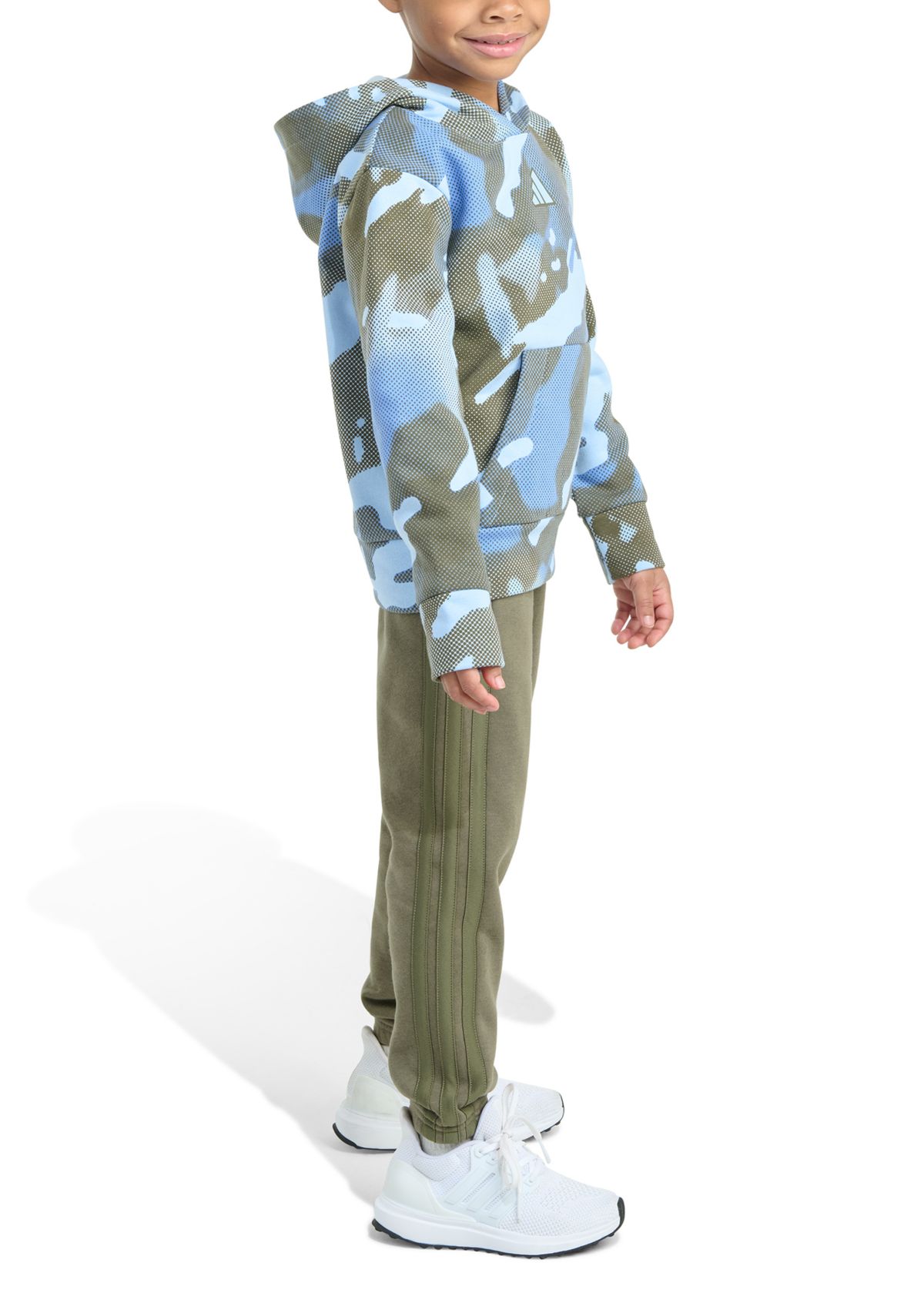 Boys 4-7 2 Piece Long Sleeve Halftone Camo Fleece Pullover Hoodie and Jogger Pants Set