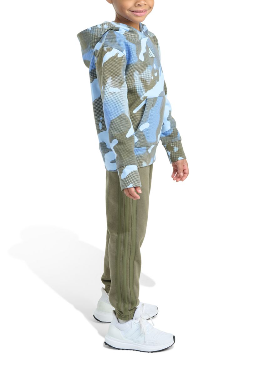 Boys 4-7 2 Piece Long Sleeve Halftone Camo Fleece Pullover Hoodie and Jogger Pants Set