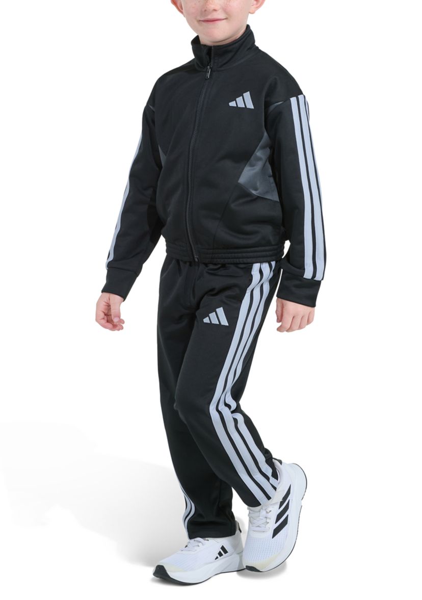 b-boy セットアップ adidas Boys 4-7 Two-Piece Long Sleeve Sport Block Jacket & Pant
