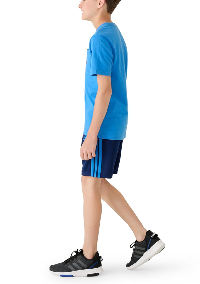adidas Boys 8-20 Pocket Cotton T-Shirt and Double-Knit Shorts Set