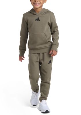 adidas Boys 4-7 2-Piece Essential Fleece Small Logo Hooded Pullover & Jogger Set