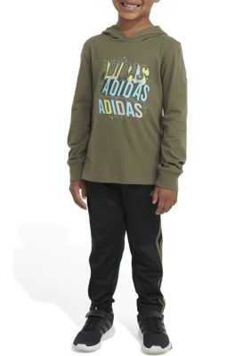 Boys 4-7 Two Piece Long Sleeve Graphic Hooded T-Shirt and Pants Set