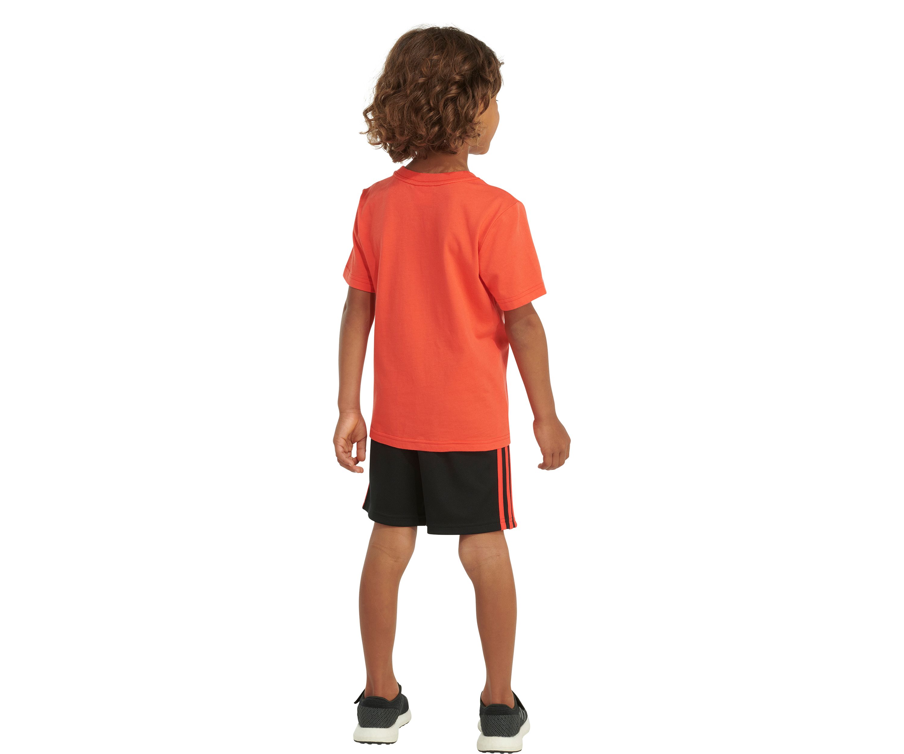 Boys 4-7 2-Piece Graphic Cotton Tee & 3-Stripe Short Set