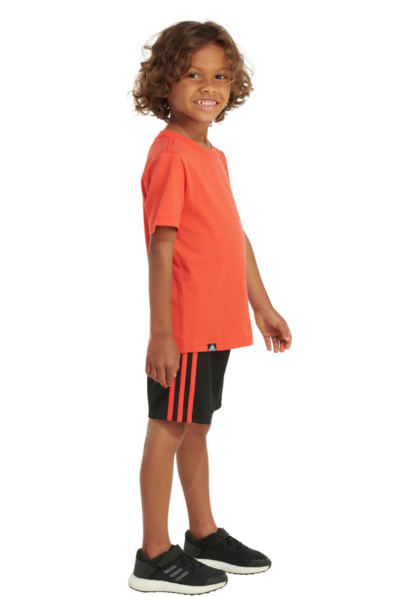 Boys 4-7 2-Piece Graphic Cotton Tee & 3-Stripe Short Set