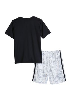 Boys 4-7 2 Piece Short Sleeve Polyester T-Shirt & Printed 3 Stripes Shorts Set