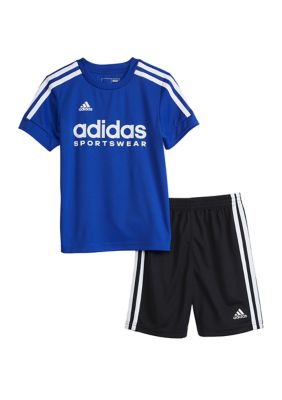 Boys 4-7 Short Sleeve 3 Stripes Soccer T-Shirt and Shorts Set