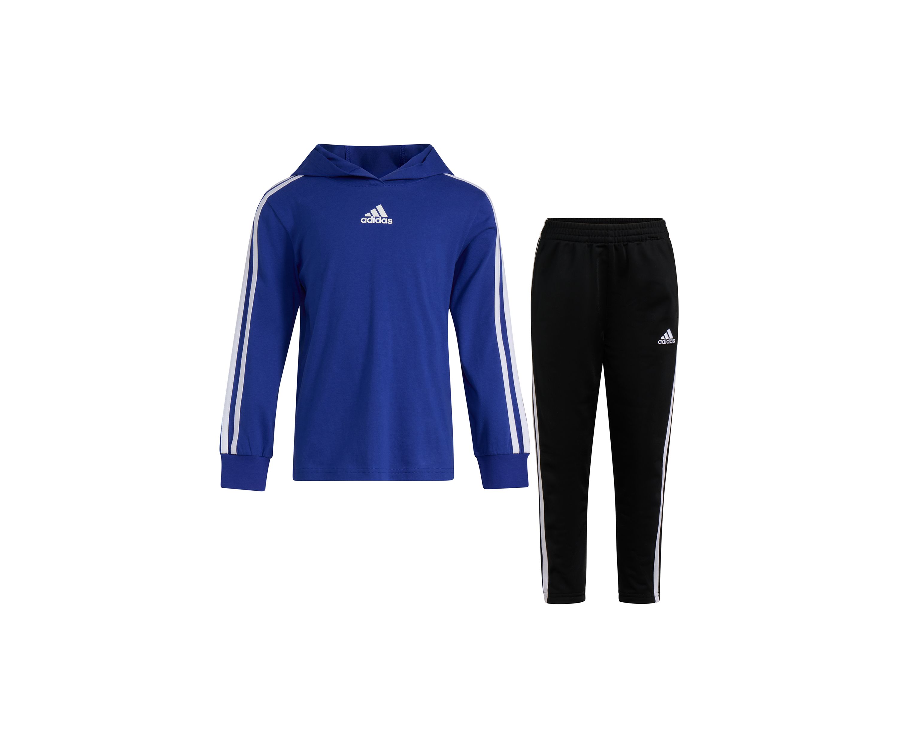 Boys 4-7 Two Piece Three Stripe Hooded T-Shirt and Pants Set