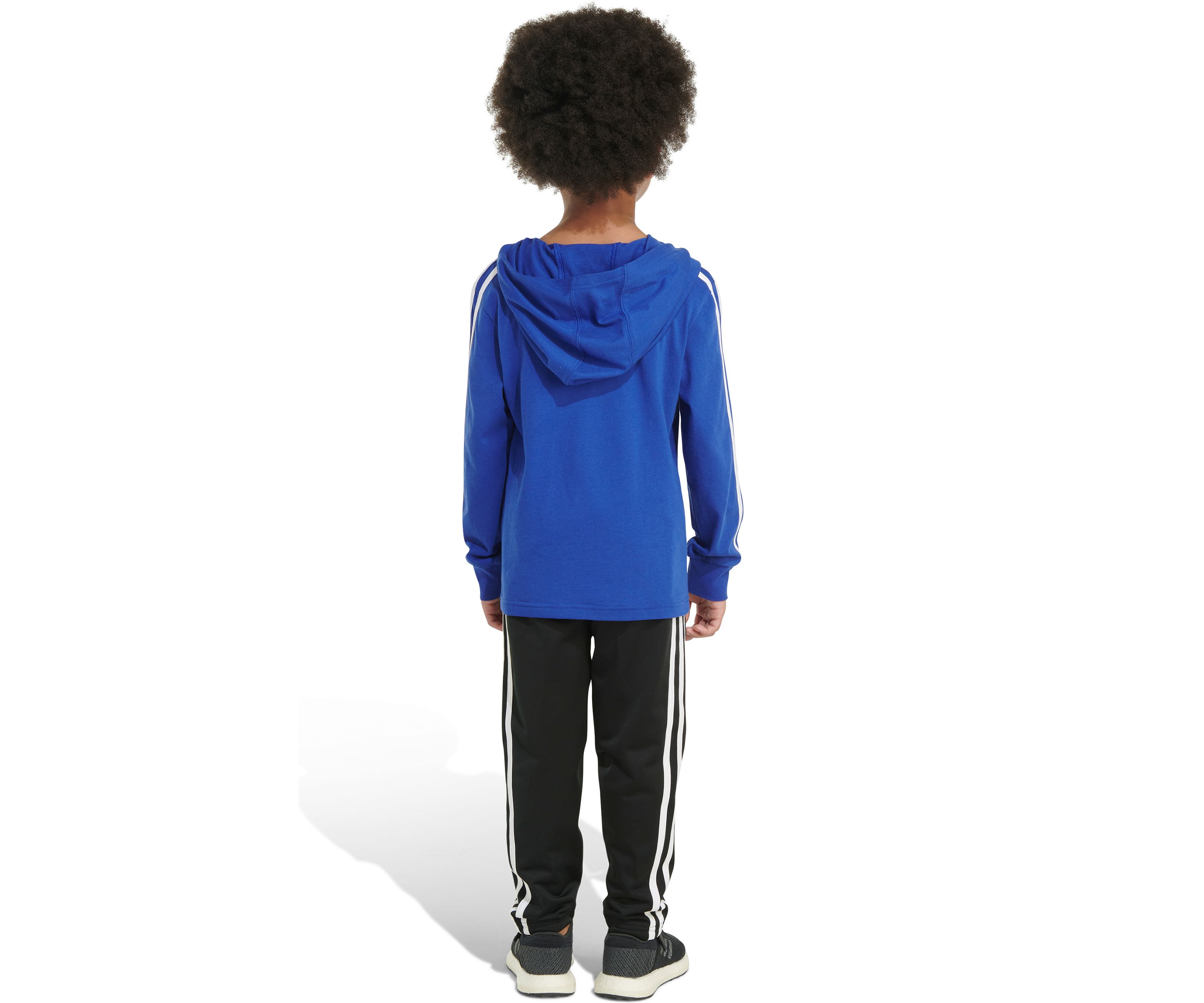 Boys 4-7 Two Piece Three Stripe Hooded T-Shirt and Pants Set