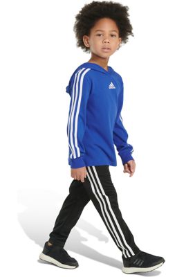 Boys 4-7 Two Piece Three Stripe Hooded T-Shirt and Pants Set