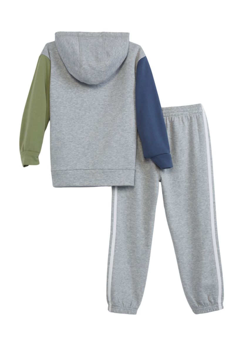 Boys 4-7 2-Piece Color Blocked Fleece Hooded Pullover Set