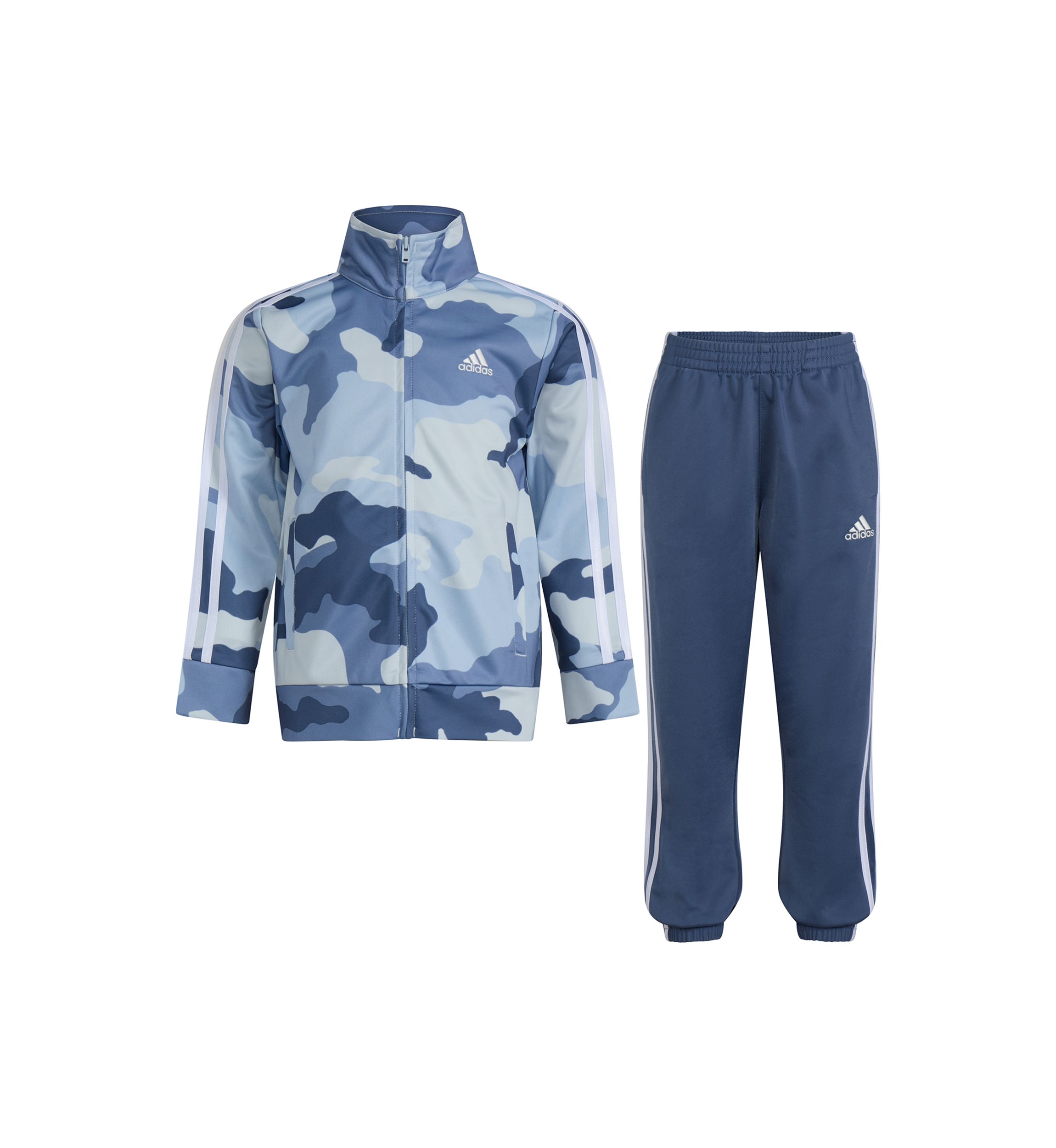 Boys 4-7 2 Piece Camo Printed 3 Stripe Tricot Jacket Set