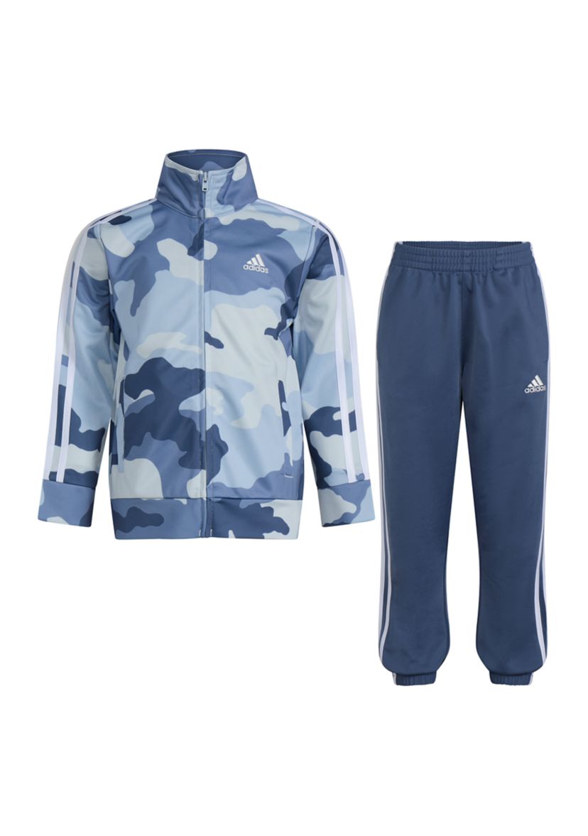 Boys 4-7 2 Piece Camo Printed 3 Stripe Tricot Jacket Set