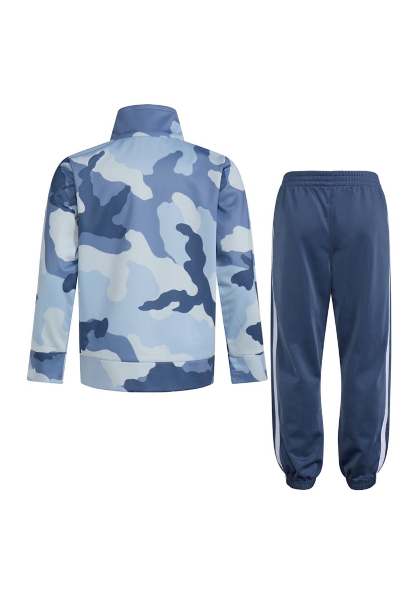 Boys 4-7 2 Piece Camo Printed 3 Stripe Tricot Jacket Set