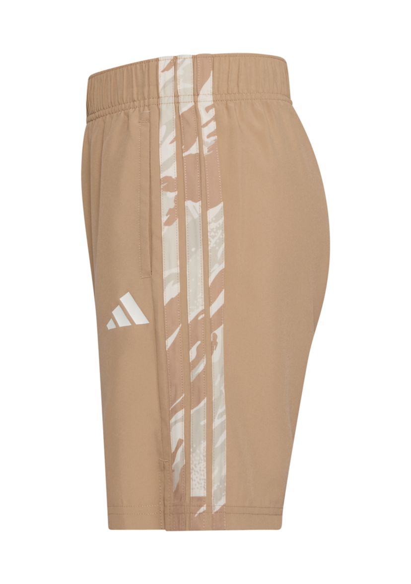 Boys 8-20 Elastic Waistband Woven Camo Printed 3-Stripes Shorts