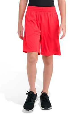 adidas Boys 8-20 Elastic Waistband Essentials Big Logo Shorts, Red, Large