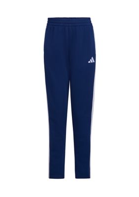 adidas Boys 8-20 Elastic Waistband Essential 3-Stripe Tapered Pants, Blue, XL