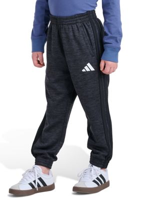 adidas Boys 4-7 Elastic Waistband Essential 3-Stripe Training Fleece Pants, Black
