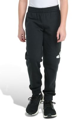 adidas Boys 8-20 Elastic Waistband Essential Fleece Big Logo Pants, Black, XL