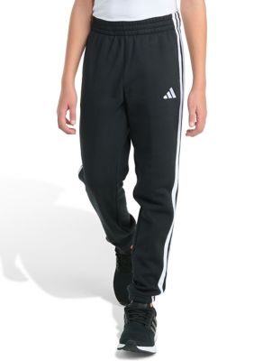 adidas Boys 8-20 Essential 3-Stripe Fleece Cuffed Jogger, Black, XL 18-20