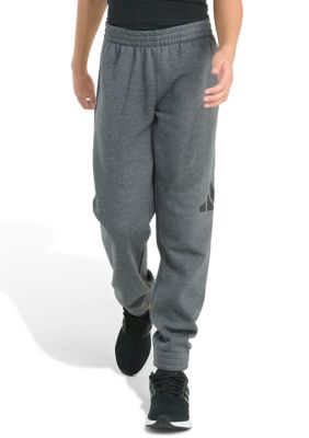 adidas Boys 8-20 Elastic Waistband Essential Fleece Big Logo Heather Pants