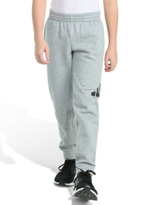 adidas Boys 8-20 Elastic Waistband Essential Fleece Big Logo Heather Pants, XL